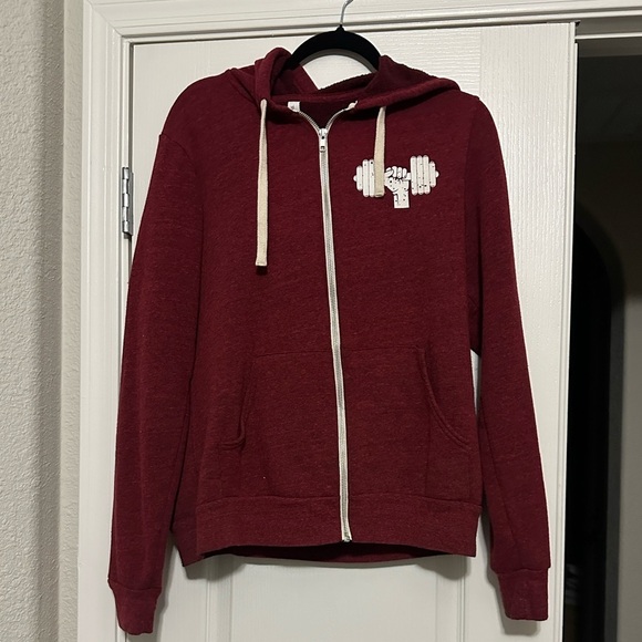 The Resistance Training Tops - The Resistance Training Burgundy Zip-Up Hoodie size medium